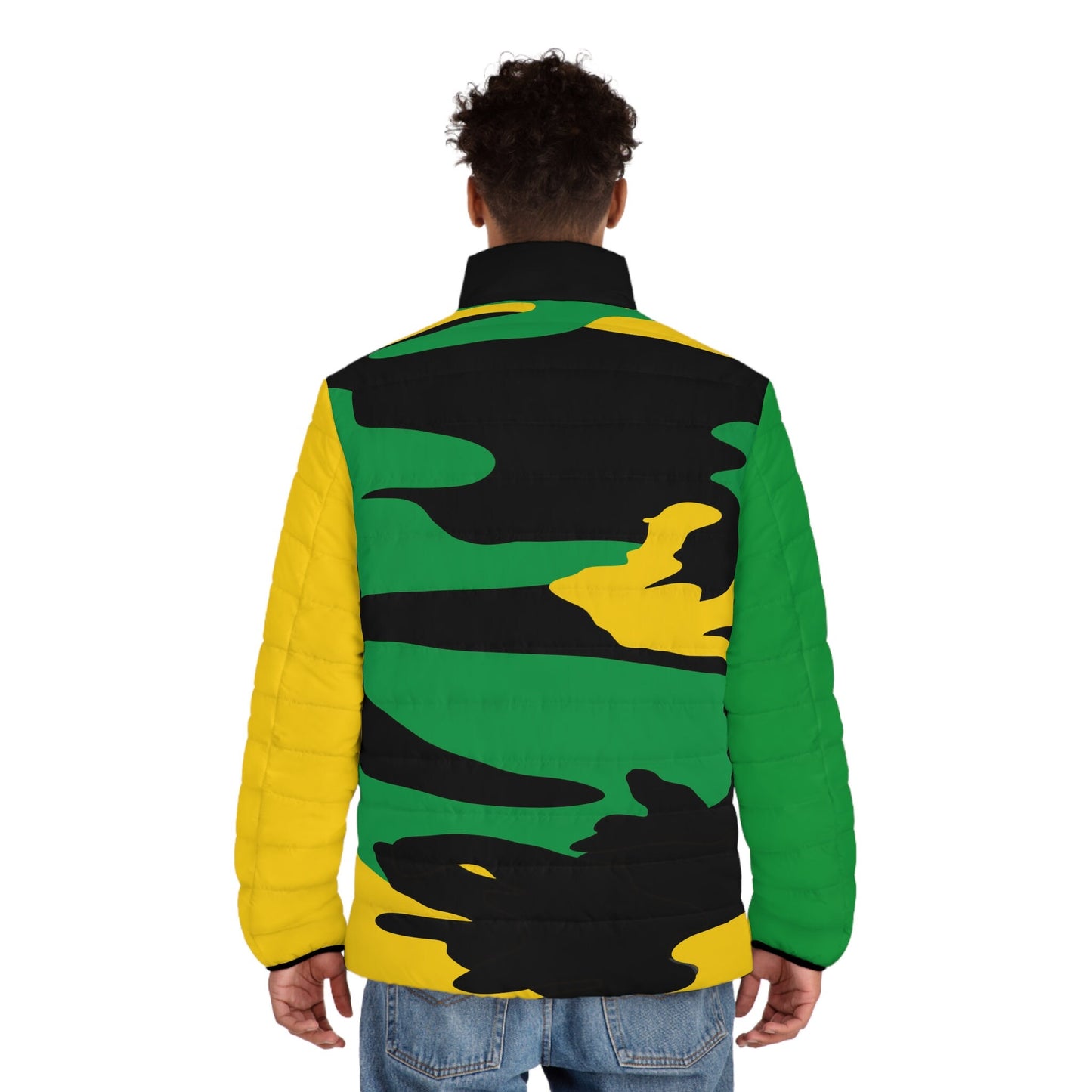 Jamaican Colored Camouflage Puff Jacket