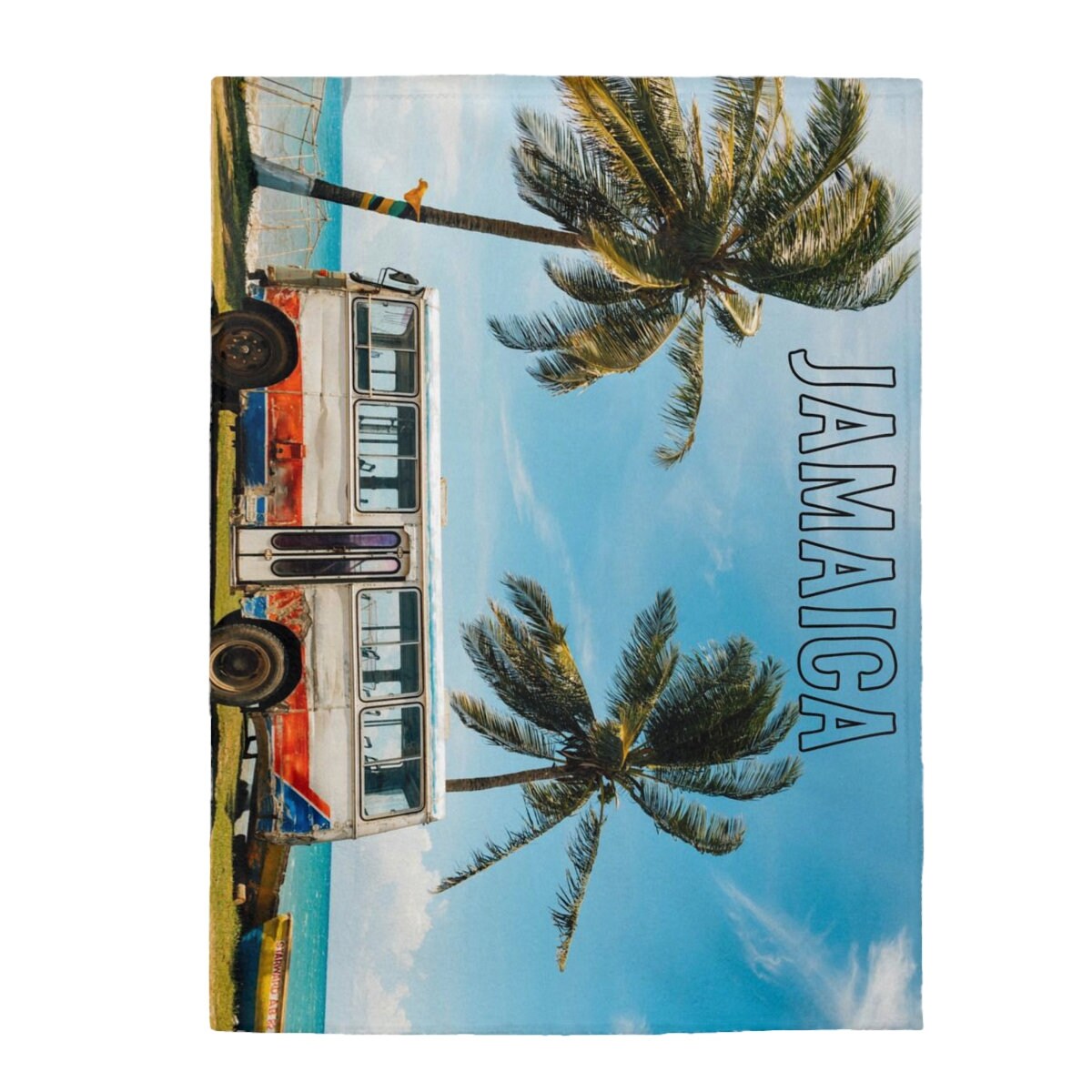 Jamaican Fleece Blanket - Beach Bus