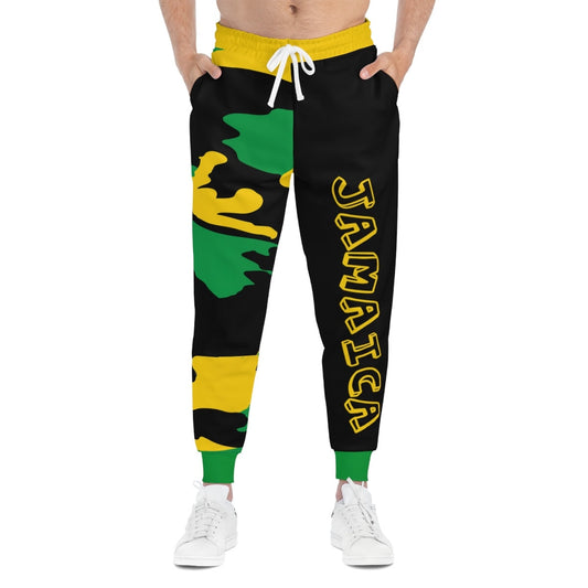 Jamaica Sweatpants Jamaican Flag Camo Athletic Joggers Out of Many One People Reggae Pants Work Out Gear Green Yellow and Black Sweatsuit