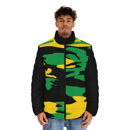 Jamaican Colored Camouflage Puff Jacket