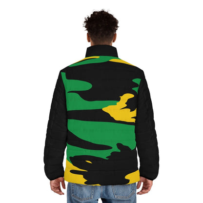 Jamaican Colored Camouflage Puff Jacket