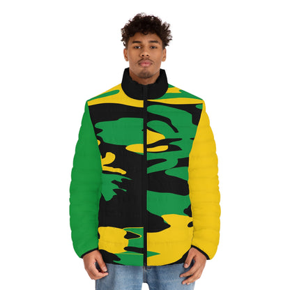 Jamaican Colored Camouflage Puff Jacket