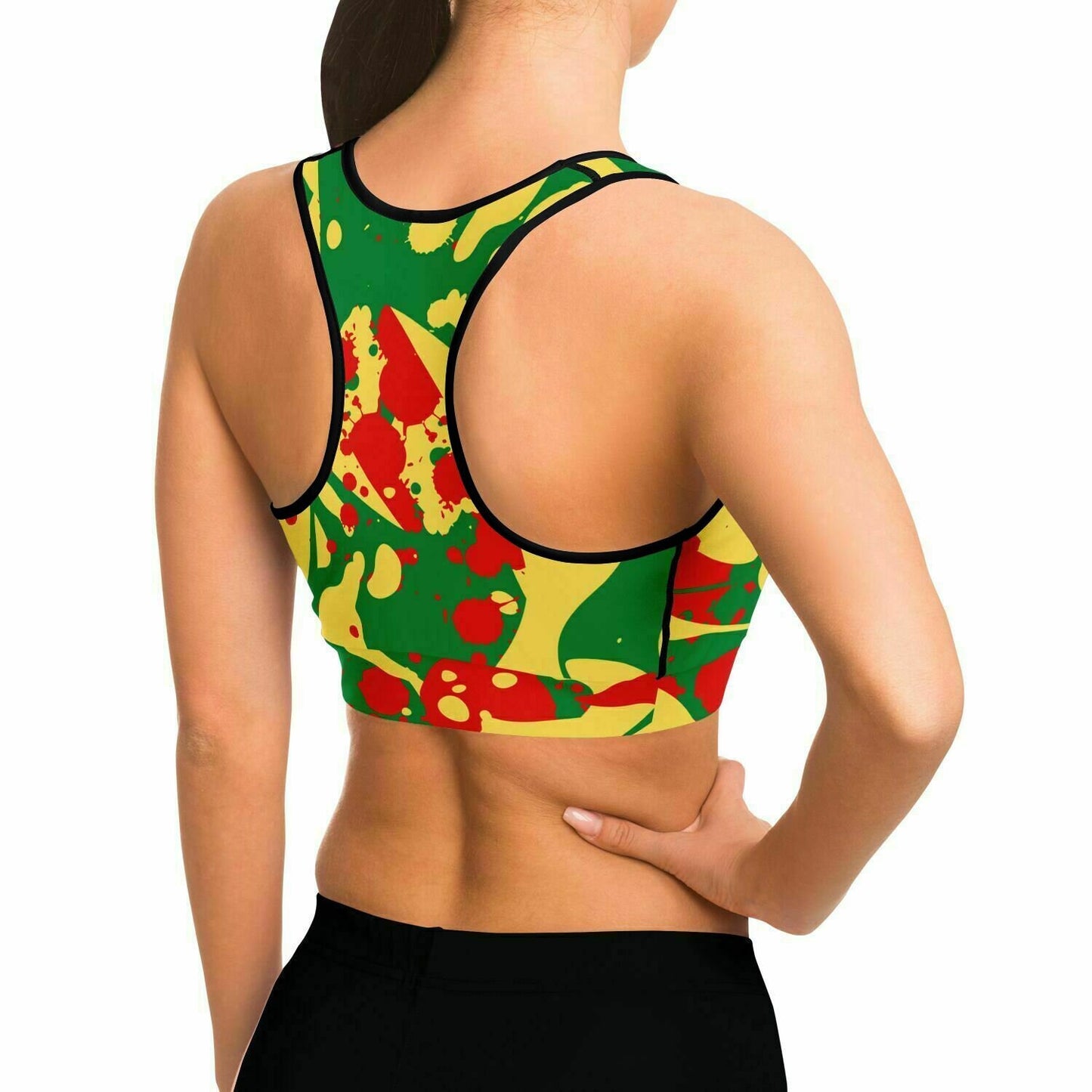 Rasta High Waisted Yoga Leggings  and Sports Bra Set Women's Thick Tights Reggae Casual Gym Gear Red Green Yellow Active or Lounge Wear