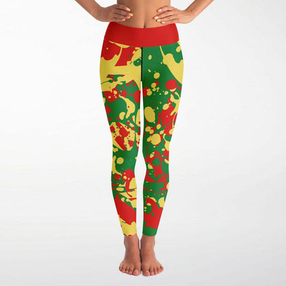 Rasta High Waisted Yoga Leggings  and Sports Bra Set Women's Thick Tights Reggae Casual Gym Gear Red Green Yellow Active or Lounge Wear
