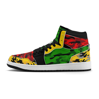 Rasta Colors Shoes For Sale For Men and Women, Rasta Colors Low Tops, Jamaica Colors Sneakers, Red Green Yellow Rasta Stripes Shoes on a white background as a product image.